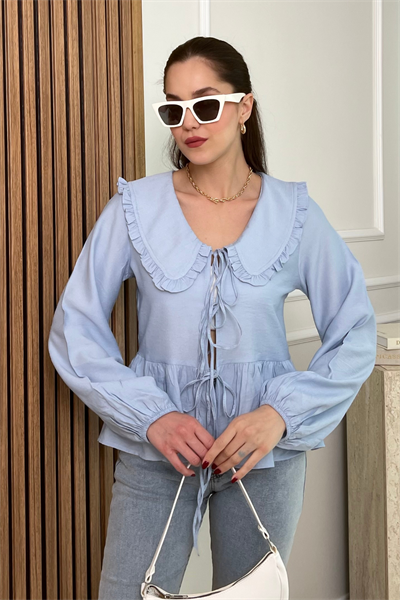 Bebe Yaka Bluz - MAVİ