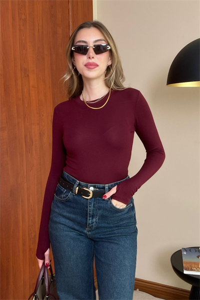 Oys Bisiklet Yaka Basic - BORDO