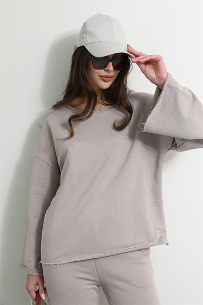 Bisiklet Yaka Eşofman Takımı - BEJ