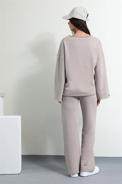 Bisiklet Yaka Eşofman Takımı - BEJ