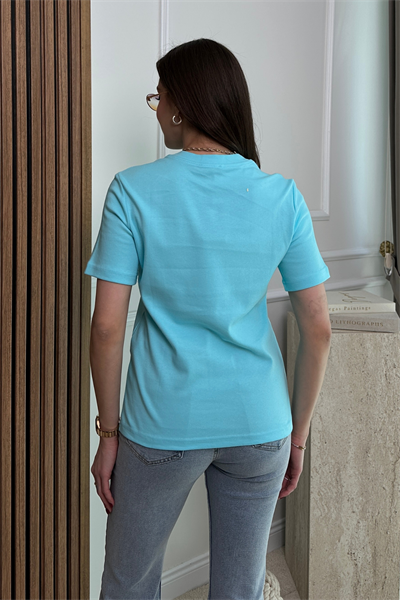 Bisiklet Yaka T-Shirt -MAVİ