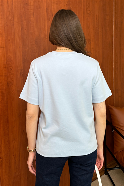 Bisiklet Yaka T-Shirt -MAVİ