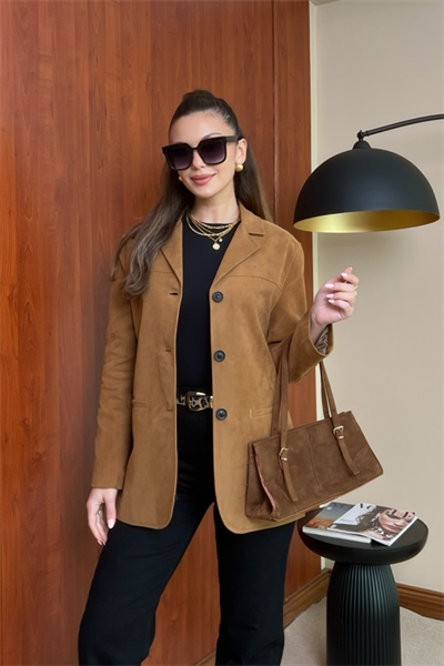 Blazer Süet Ceket - CAMEL