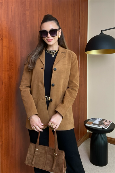 Blazer Süet Ceket - CAMEL