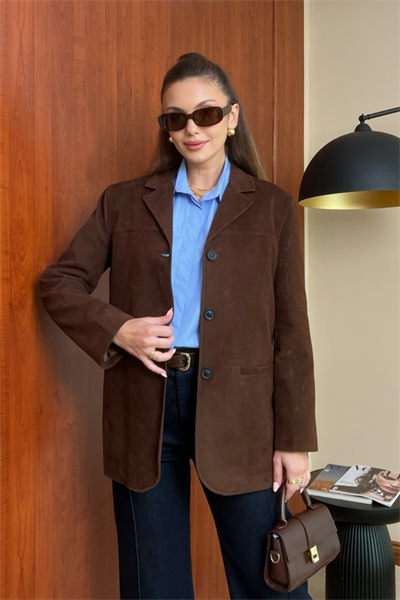 Blazer Süet Ceket - KAHVERENGİ