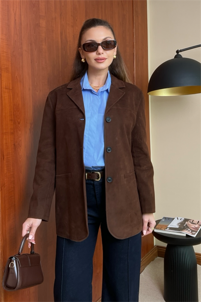 Blazer Süet Ceket - KAHVERENGİ