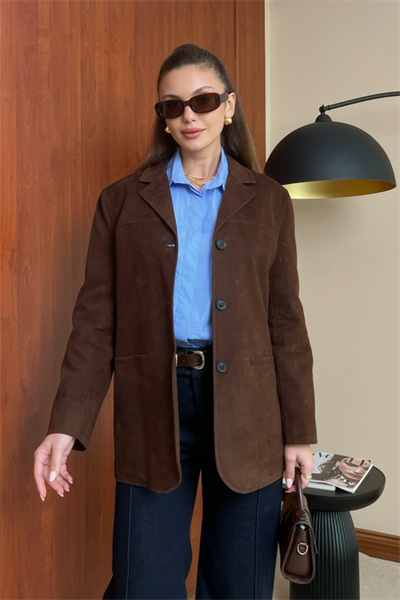 Blazer Süet Ceket - KAHVERENGİ