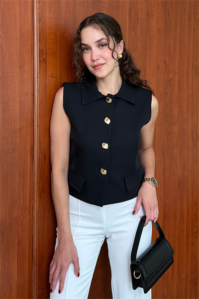 Blazer Yelek - SİYAH
