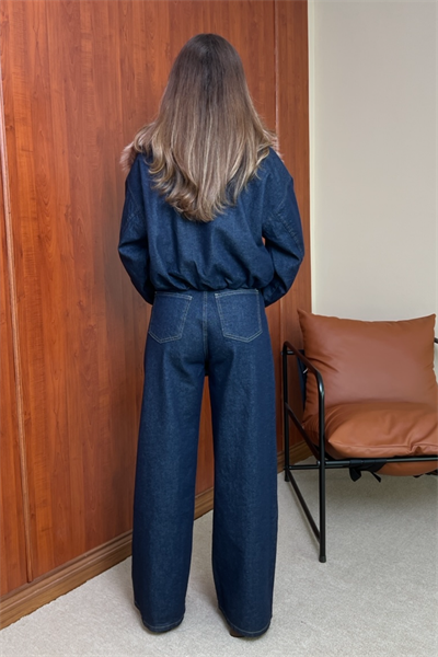 Bomber Ceketli Denim Takım - LACİVERT