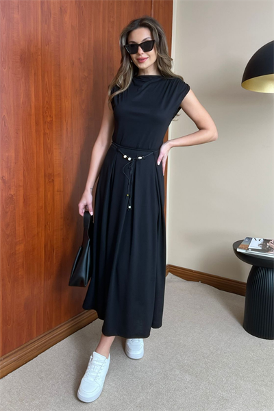 Boncuklu Modal Takım - SİYAH