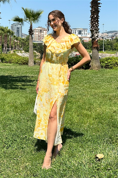 Çiçekli Elbise - SARI