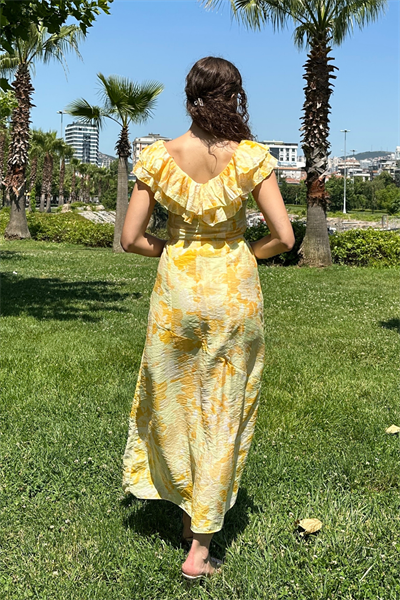 Çiçekli Elbise - SARI