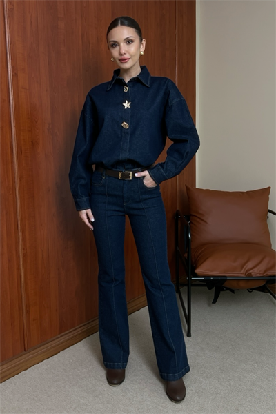 Çimalı İspanyol Jean - LACİVERT