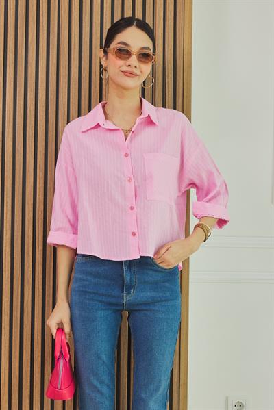 Çizgili Gömlek - PEMBE