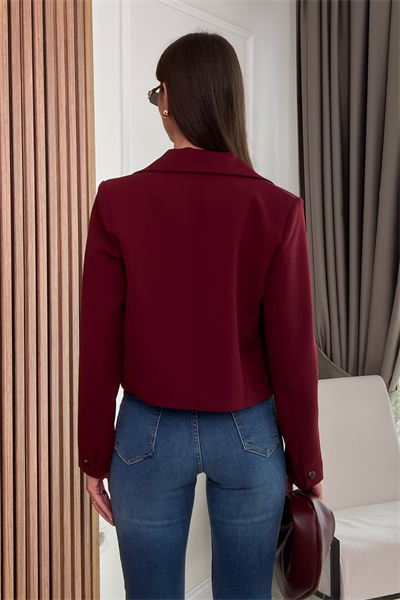Crop Ceket -  BORDO