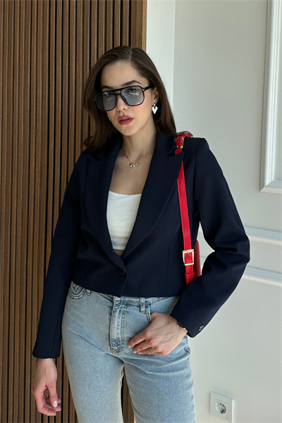 Crop Ceket - LACİVERT