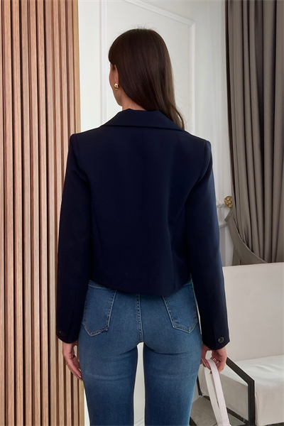 Crop Ceket - LACİVERT