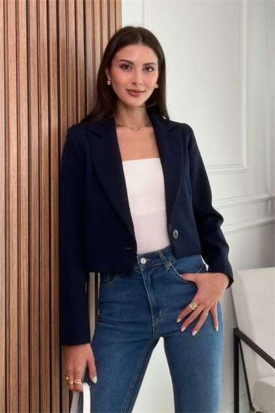 Crop Ceket - LACİVERT