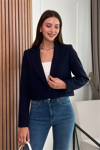 Crop Ceket - LACİVERT