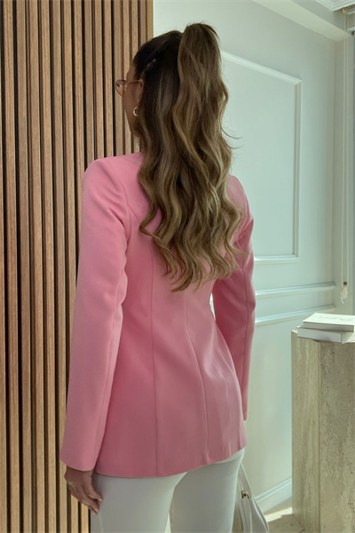 Dantel Geçişli Ceket - PEMBE