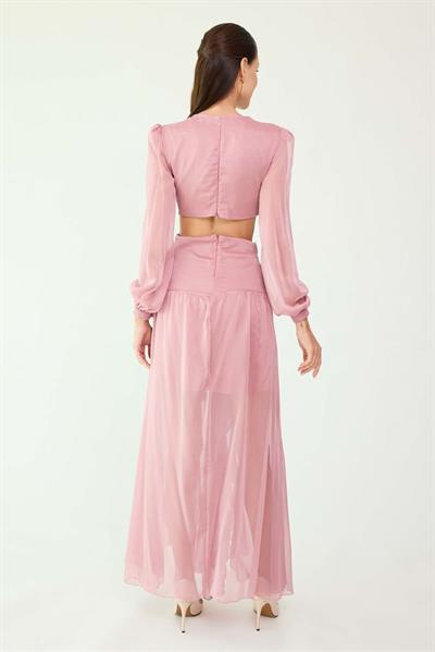 Dekolteli Abiye - PEMBE