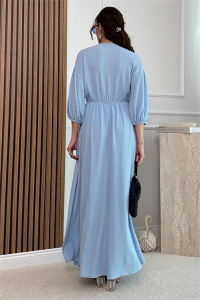 Dokulu Elbise - MAVİ