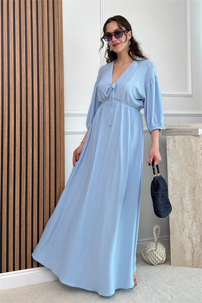 Dokulu Elbise - MAVİ