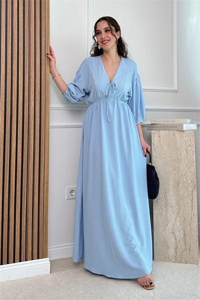 Dokulu Elbise - MAVİ