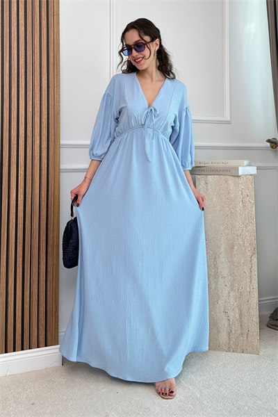 Dokulu Elbise - MAVİ