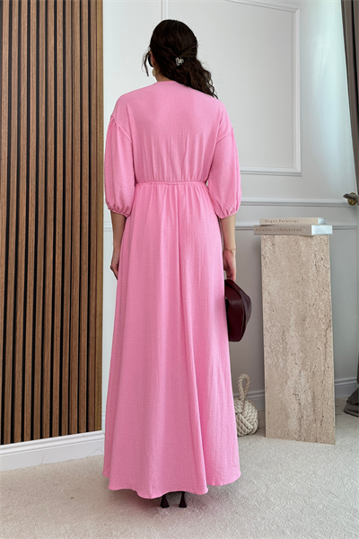 Dokulu Elbise - PEMBE