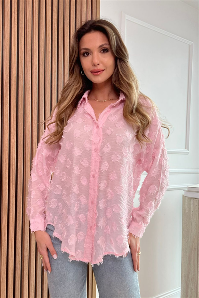 Dokulu Gömlek - PEMBE
