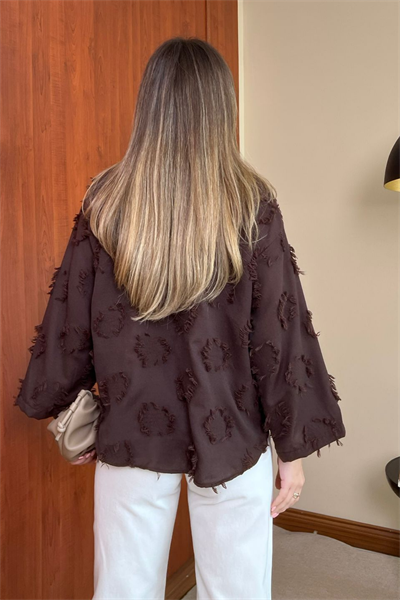 Dokulu Kimono - KAHVERENGİ