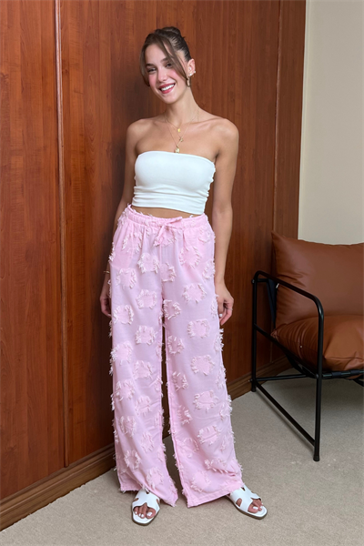 Dokulu Pantolon - PEMBE