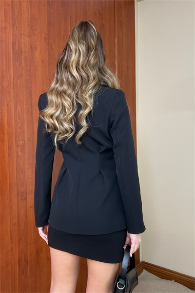 Drapeli Blazer Ceket - SİYAH