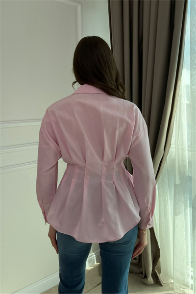 Drapeli Gömlek - PEMBE