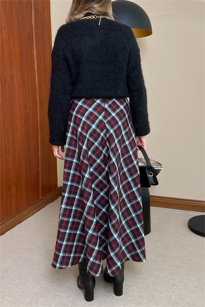 Ekoseli Maxi Etek - BORDO