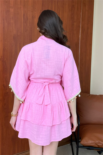 Etekli Kimonolu Takım - PEMBE