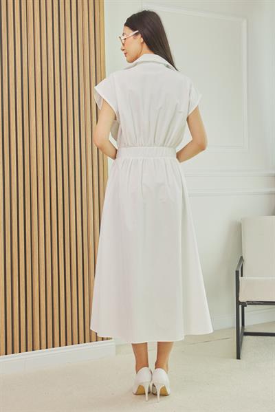 Fermuarlı Elbise - BEYAZ