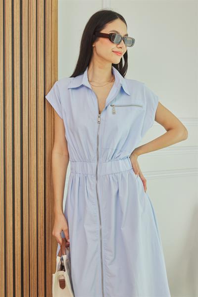 Fermuarlı Elbise - MAVİ