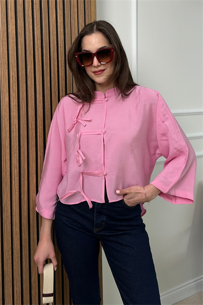 Fiyonk Detaylı Gömlek - PEMBE