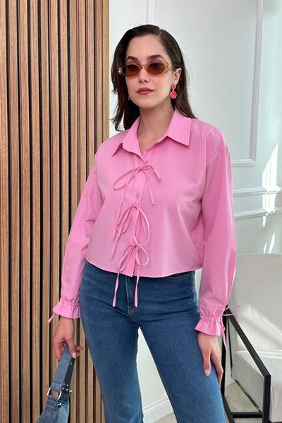 Fiyonklu Gömlek - PEMBE