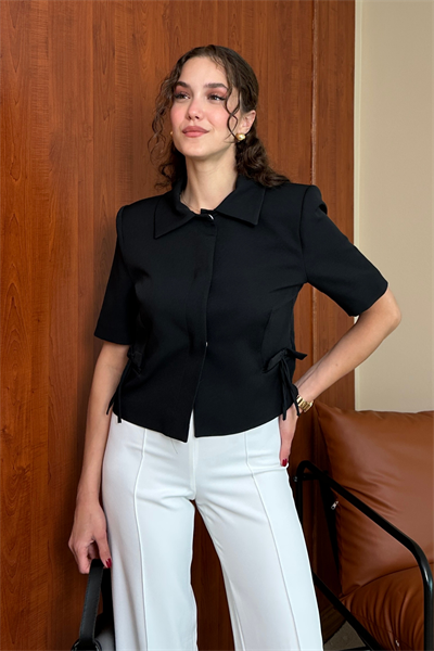 Fiyonk Detaylı Ceket - SİYAH