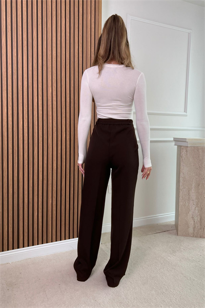 Gold Düğmeli Pantolon - KAHVERENGİ
