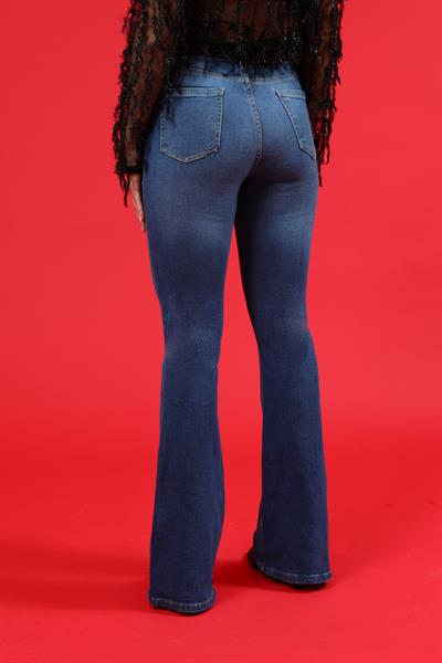 İspanyol Paça Jean - MAVİ