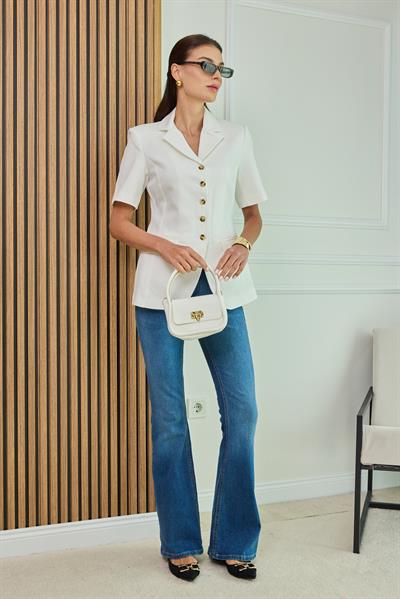 İspanyol Paça Jean - MAVİ