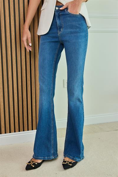 İspanyol Paça Jean - MAVİ