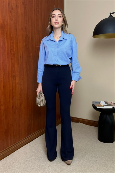 İspanyol Paça Kumaş Pantolon - LACİVERT