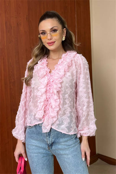 Kabartmalı Gömlek - PEMBE