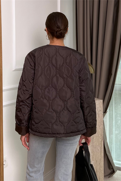 Kapitone Şallı Mont - FÜME