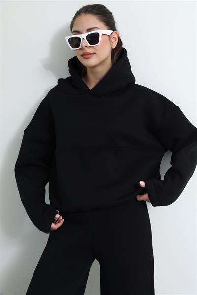 Kapüşonlu İkili Takım - SİYAH